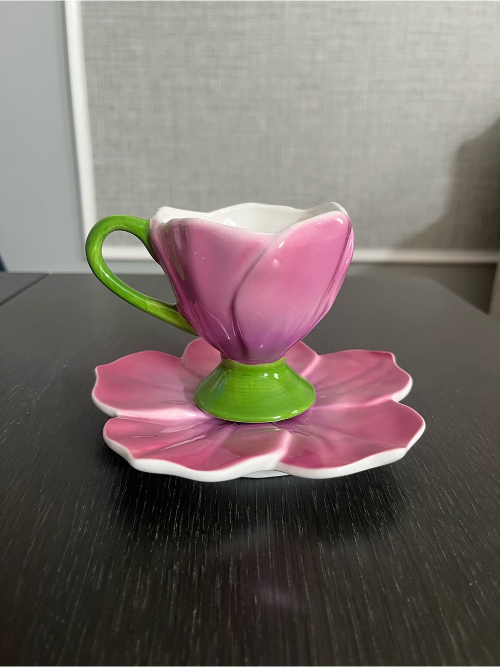 Beautiful Pink Vintage Teleglora Flower Teacup and Saucer Set